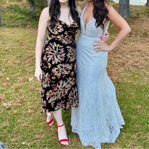 Adelyn Rae Rosalie Midi Dress In Black Multi